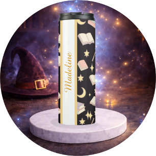 Personalized Bookish Girly Dark Magic Cute Name Thermal Tumbler