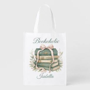 Personalized Bookoholic Reusable Grocery Bag, Cust Bag