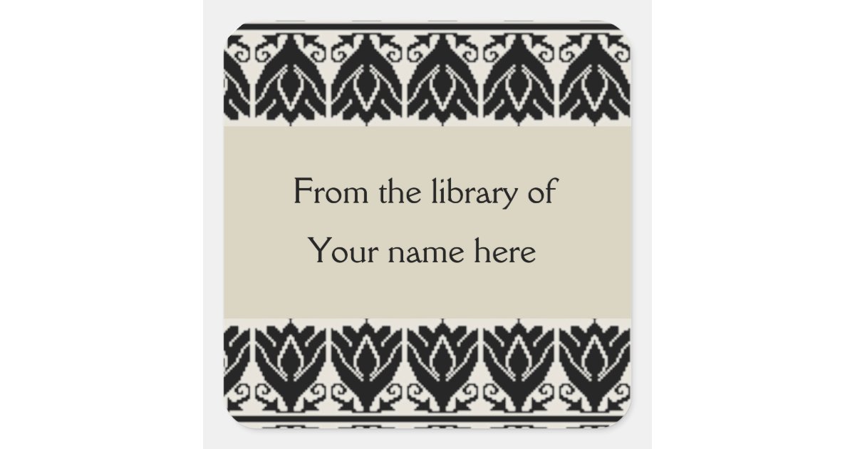 Personalized Bookplates Black Damask Zazzle personalized-bookplates-black-damask-zazzle