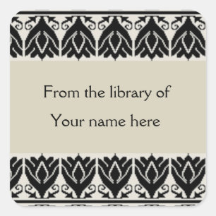 Personalized Bookplates - Black Damask