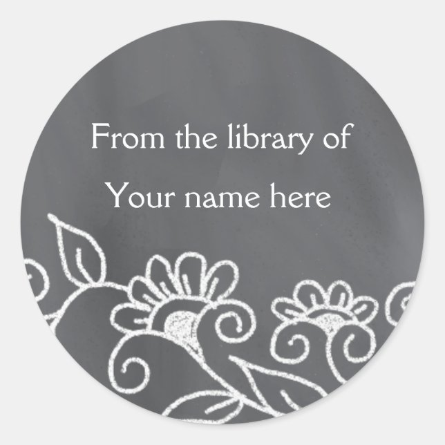 Personalized Bookplates - Floral Chalkboard (Front)
