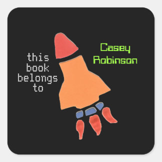 Personalized bookplates for kids - neon rocket