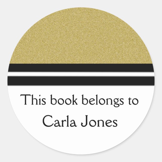 Personalized Bookplates | Gold Glitter (Front)