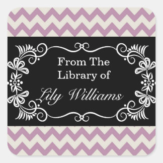 Personalized Bookplates - Purple Chevron Pattern