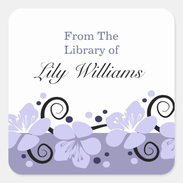 Personalized Bookplates -  Purple Flowers (Front)