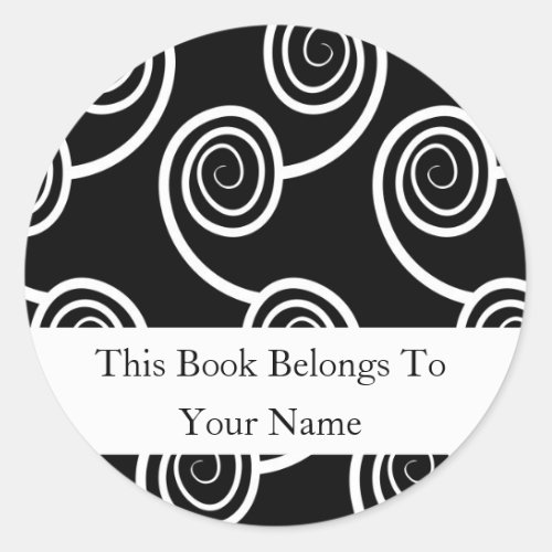 Personalized Bookplates _White Swirl On Black