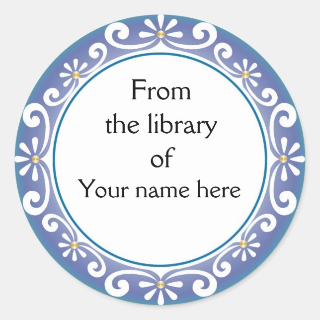 Personalized Bookplates - White Swirls (Front)