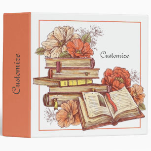 Personalized Books And Flowers 3 Ring Binder