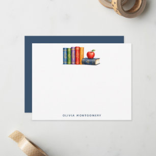 Personalized Books Apple Teacher Note Card