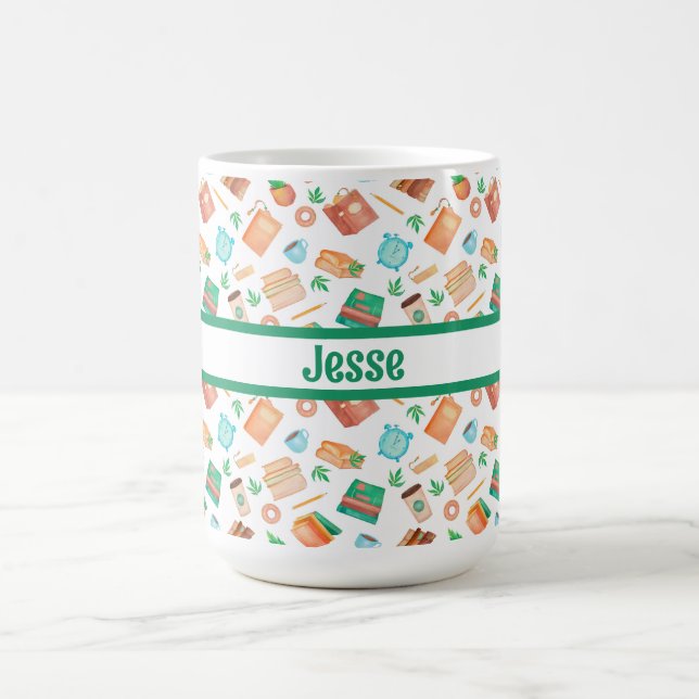 Personalized Books, Coffee, Tea, Succulents,  Coffee Mug (Center)