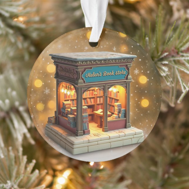 Personalized Bookstore Christmas Ceramic Ornament (Tree)