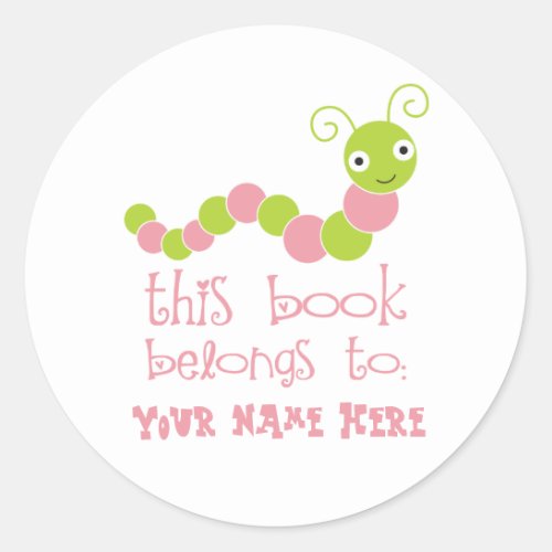 Personalized Bookworm Bookplate Stickers