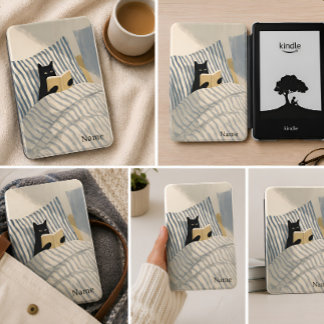 Personalized Bookworm Cat Kindle Case