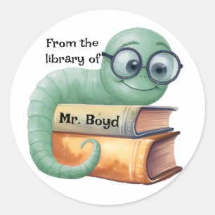 Personalized Bookworm Stickers – Classroom