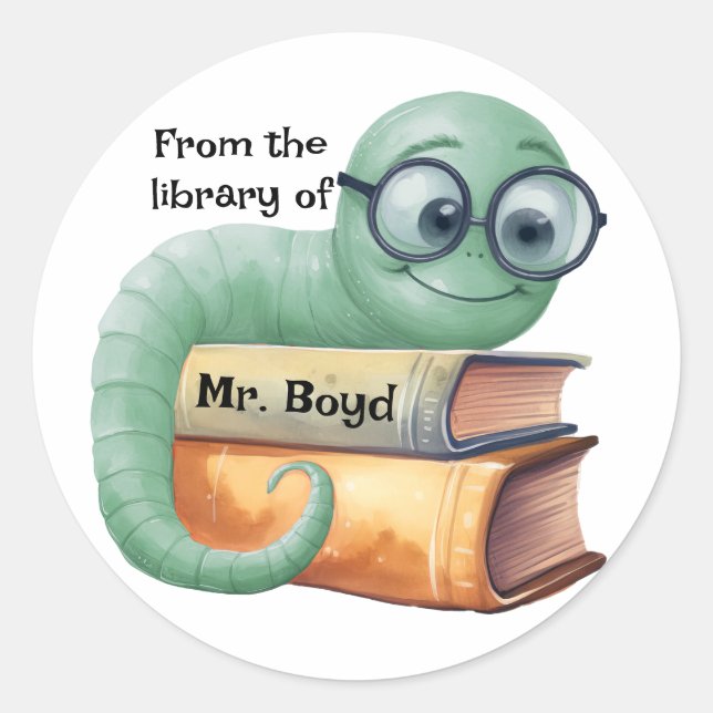 Personalized Bookworm Stickers – Classroom (Front)