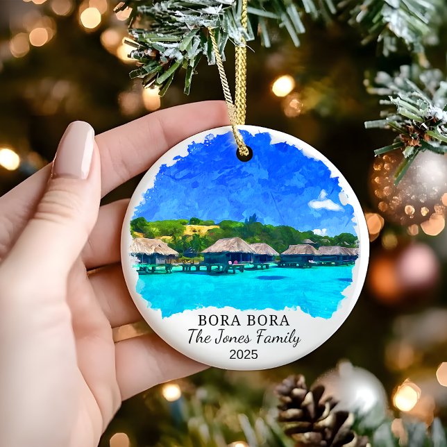 Personalized Bora Bora Ornament, French Polynesia Ceramic Ornament (Creator Uploaded)