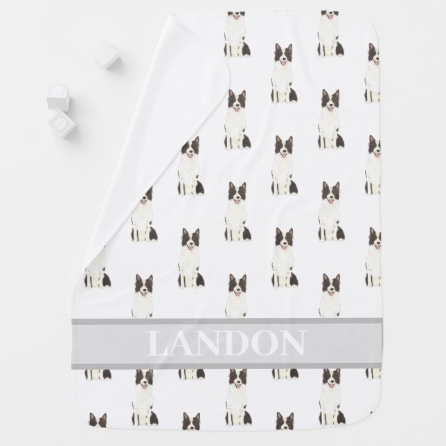 Personalized Border Collie Baby Blanket (In Situ)