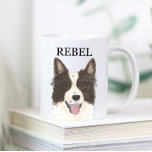 Personalized Border Collie Beverage Coaster Coffee Mug<br><div class="desc">I am in love with this beautifully detailed watercolor illustration of a black and white border collie dog! Personalize these faux ceramic mugs with your name or monogram and even and change the handle color to compliment your decor! Change fonts by selecting the "edit using design tool" option at personalization....</div>