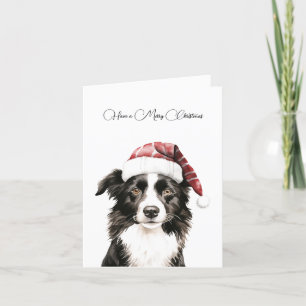 Personalized Border Collie Christmas Card- 5" x 7" Letterpress Thank You Card