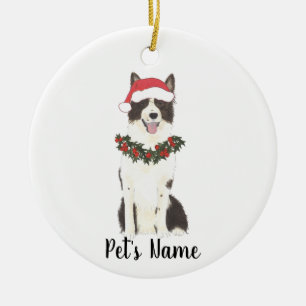 Personalized Border Collie Christmas Ceramic Ornament