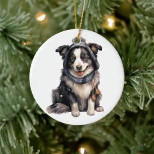 Personalized Border Collie Dog Art Ceramic Ornament