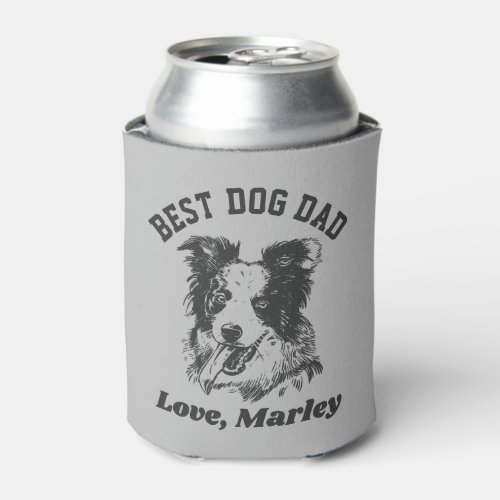 Personalized Border Collie Dog Dad Custom Name Can Cooler