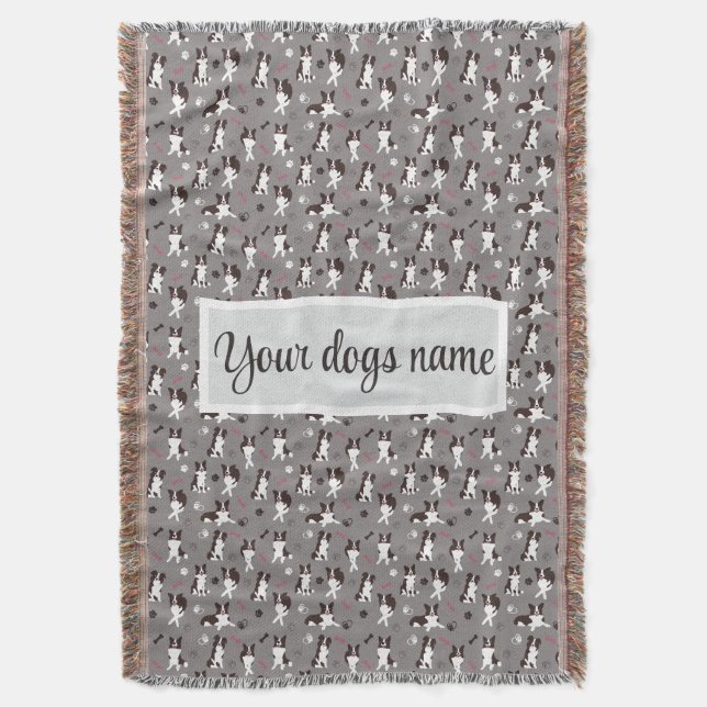 Personalized Border Collie Pattern Blanket (Front Vertical)