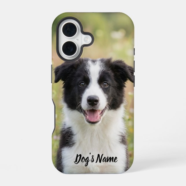 Personalized Border Collie Photo and Name  iPhone Case (Back)