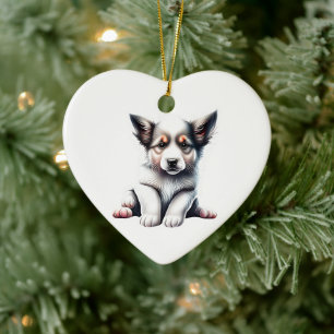 Personalized Border Collie Puppy Ceramic Ornament