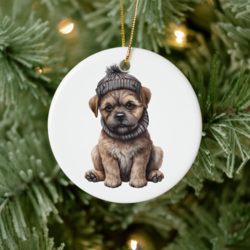 Personalized Border Terrier Dog Ceramic Ornament