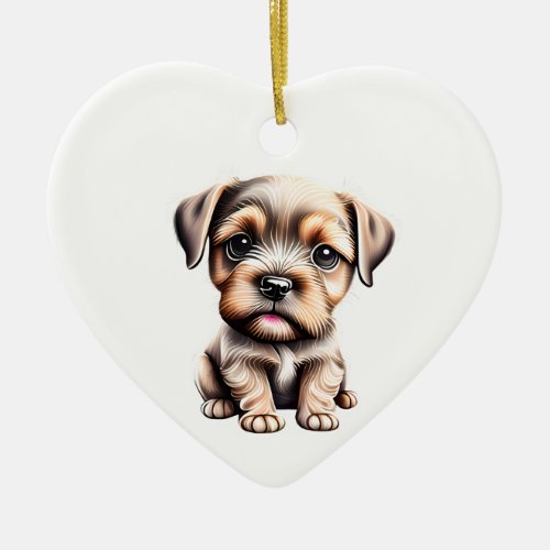 Personalized Border Terrier Puppy Ceramic Ornament