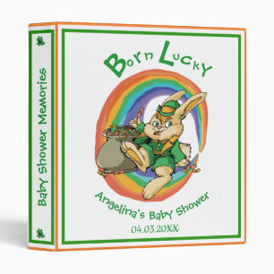 Personalized Born Lucky Saint Patrick Baby Shower 3 Ring Binder