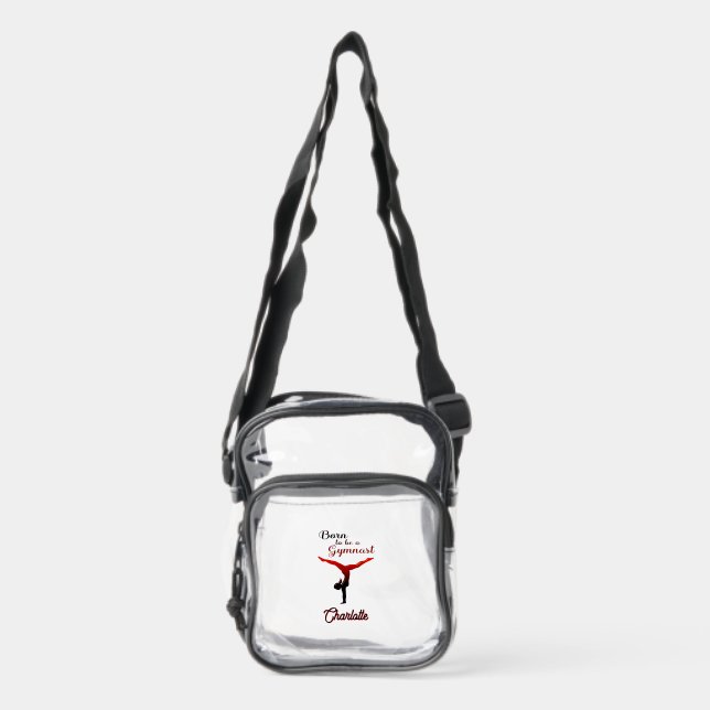 Personalized Born to be a Gymnast Clear Crossbody Bag (Front)