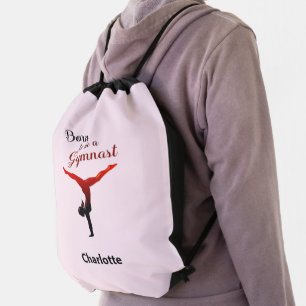 Personalized Born to be a Gymnast Drawstring Bag
