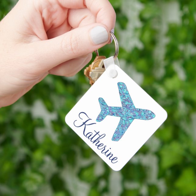 Personalized "Born To Fly" Airplane Keychain (Hand)