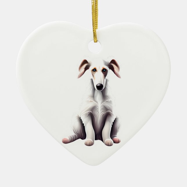 Personalized Borzoi Puppy Ceramic Ornament (Front)