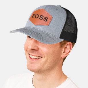Personalized BOSS Custom Text Leather Patch Hat