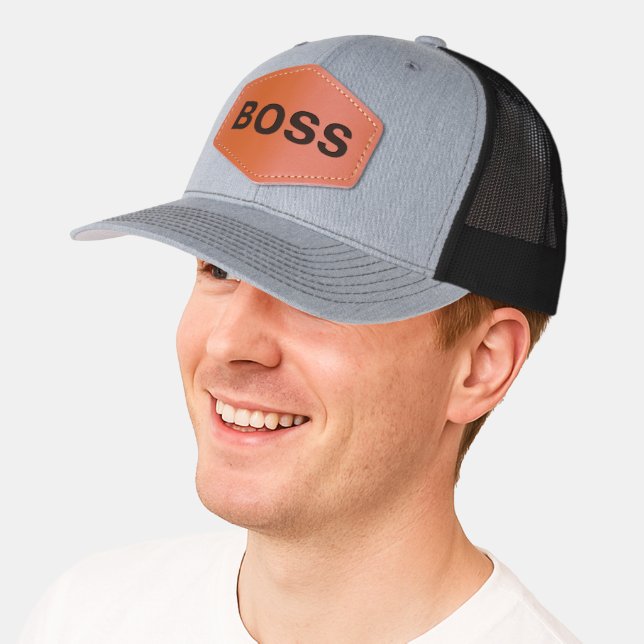 Personalized BOSS Custom Text Leather Patch Hat (Male)