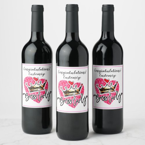 Personalized Boss Lady Celebration Wine Label