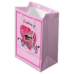 Personalized Boss Lady Pink Medium Gift Bag