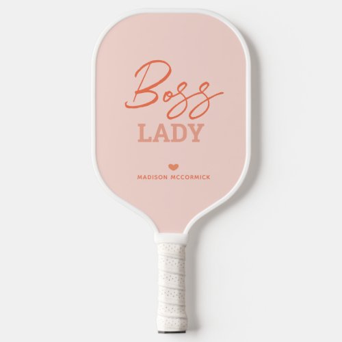  Personalized Boss Lady Pink Orange Script Pickleball Paddle
