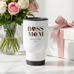 Personalized Boss Mom Photo – Custom MoM Gift Travel Mug