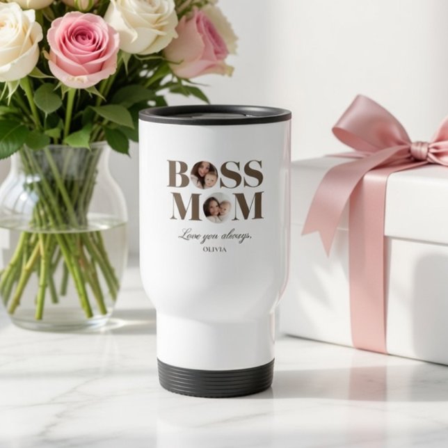 Personalized Boss Mom Photo – Custom MoM Gift Travel Mug (Creator Uploaded)