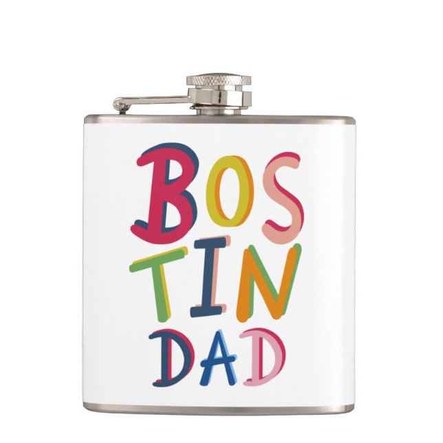 Personalized Bostin Dad Black Country Hip Flask (Front)