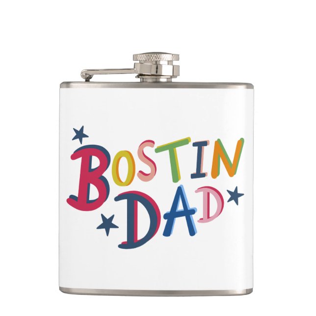 Personalized Bostin Dad Black Country Hip Flask (Front)
