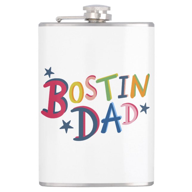 Personalized Bostin Dad Black Country Hip Flask (Front)