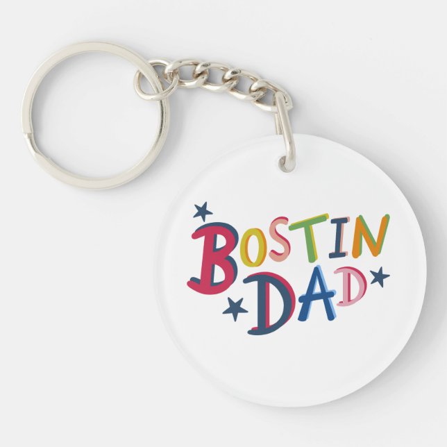 Personalized Bostin Dad Black Country Key Ring (Front)