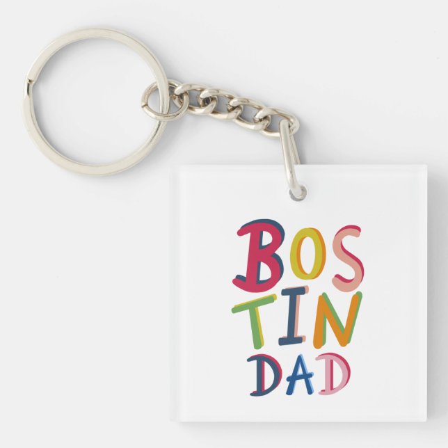 Personalized Bostin Dad Black Country Keychain (Front)