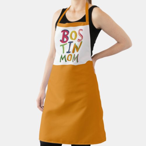 Personalized Bostin Mom Black Country Apron