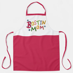 Personalized Bostin Mom Black Country Apron
